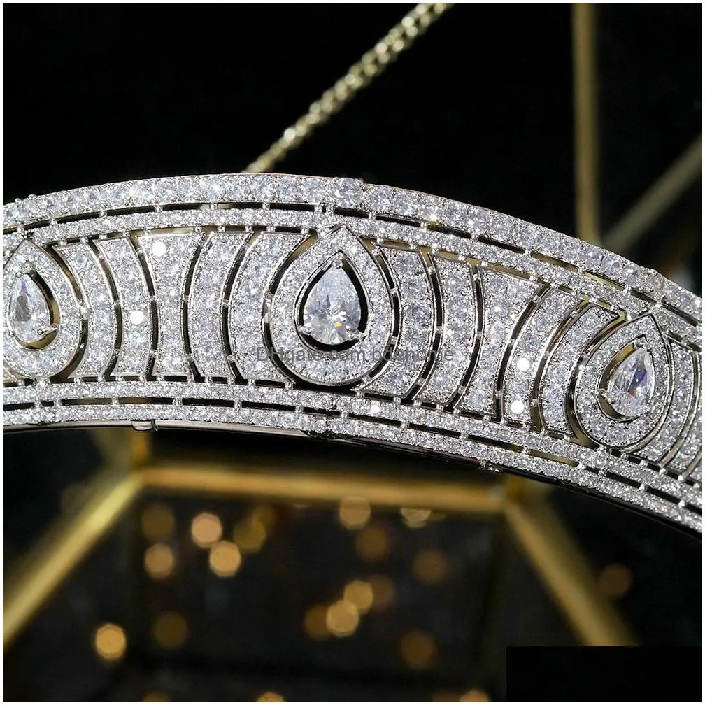 Wedding Hair Jewelry Asnora European Classic Cubic Zirconia Tiara Royal Princess Headpiece Bridal Tiaras And Crowns Accessories 23011 Dh2G8