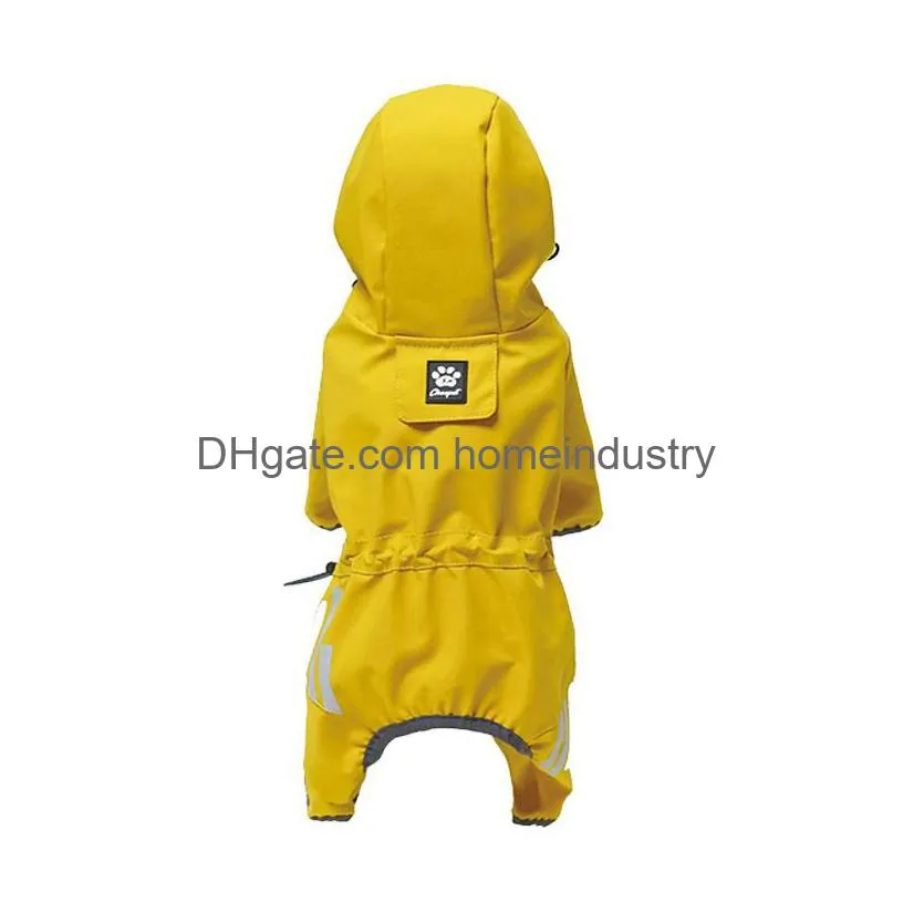 dog apparel dog outdoor reflective strip raincoat all season waterproof hood poncho four leg all inclusive teddy bear