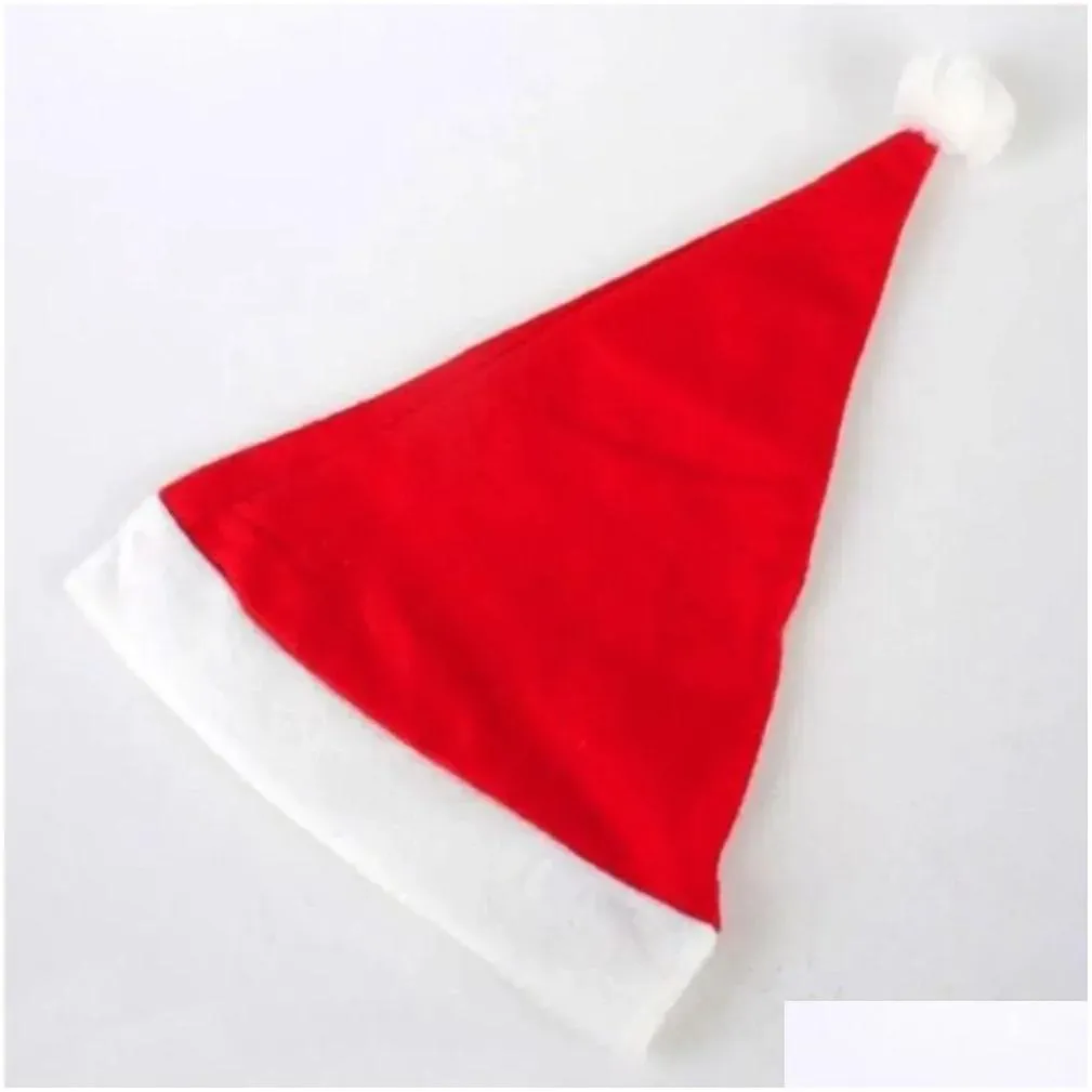 Party Hats Red Santa Claus Hat Tra Soft P Christmas Cosplay Hats Xms Decoration Adts Party Cap Kids Or Adt Head Circumference Size 56- Dhibk