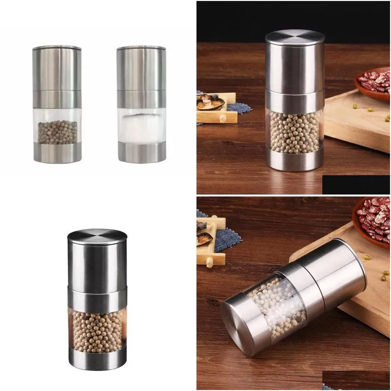 Mills Manual Pepper Mill Salt Shakers One-Handed Grinder Stainless Steel Spice Sauce Grinders Stick Kitchen Tools Wholesale Drop Deliv Dhdiu