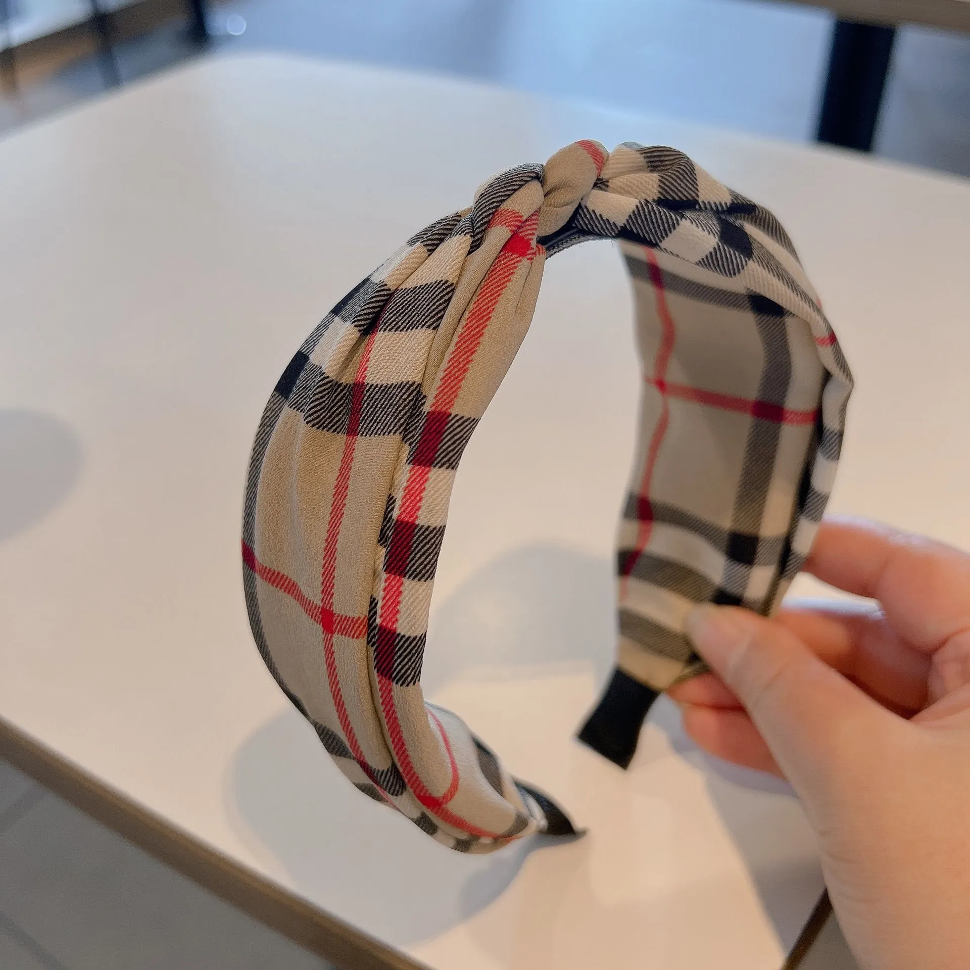 Wholesale Fashion Trend Women`s Headband Striped Plaid B Classic Style Double Layer Large Edition Bow Tie Headband Hairpin