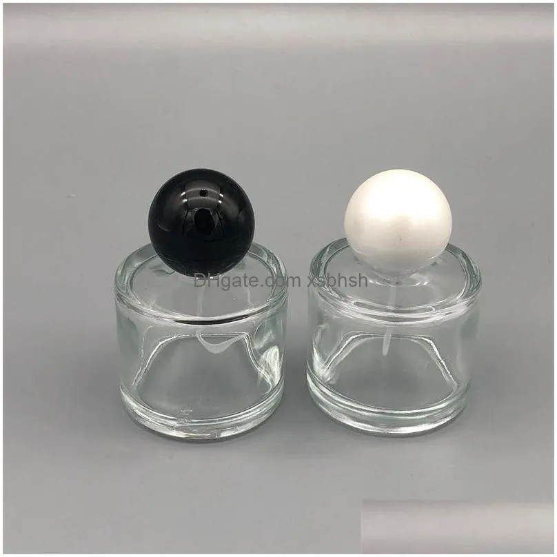 wholesale 50ml glass perfume bottle cylindrical high-grade perfume bottle round cap cosmetic spray bottles