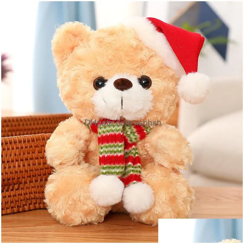 christmas bear plush toys 23cm soft christmas stuffed doll toy for kids boys girls kawaii christmas decor