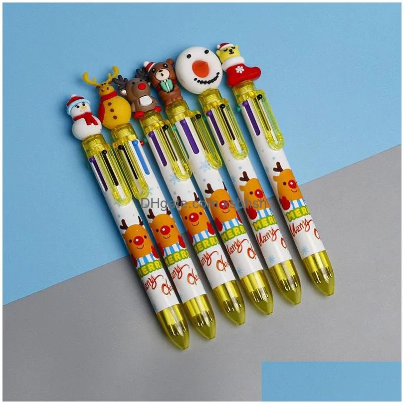 wholesale christmas ballpoint pen cartoon santa claus moose xmas tree snowman colorful gel pen school stationery kids gifts