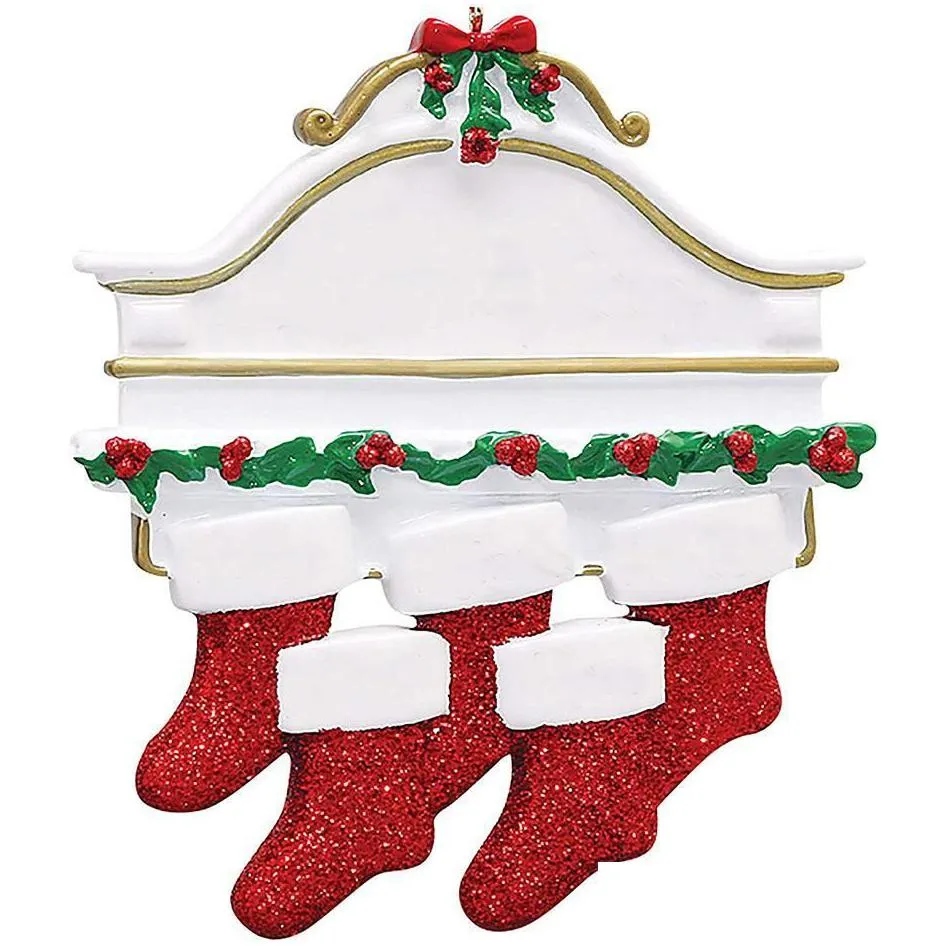 Christmas Decorations Resin Personalized Stocking Socks Family Of 2 3 4 5 6 7 8 Christmas Tree Ornament Creative Decorations Pendants Dhc62