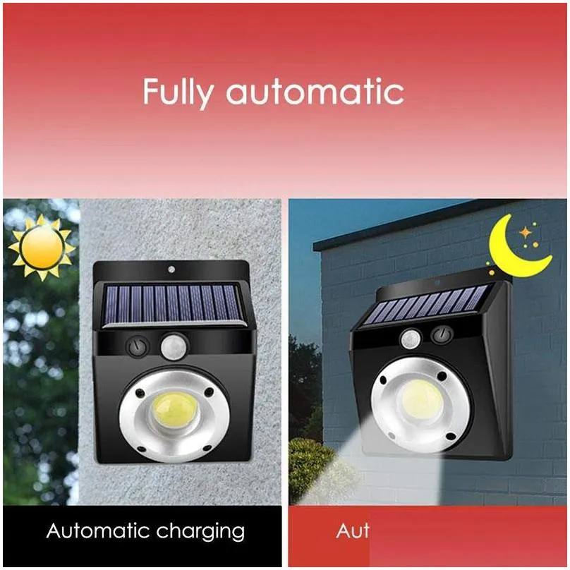 Solar Lamps Led Solar Light Outdoor Wall Safety Motion Sensor Waterproof Cob Body 3 Drop Delivery Lights Lighting Outdoor Lighting Dhya2