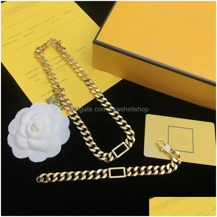 Bracelet & Necklace Designer Bracelets Necklace Gold Chains For Womens Mens Jewelry Set Fashion Chain Golden Luxury Necklaces Bracele Dhov1