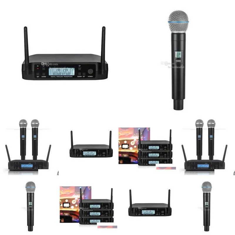 Microphones Microphone Wireless GMARK GLXD4 Professional System UHF Dynamic Mic Automatic Frequency 80M Party Stage Host Church Karaoke KTV