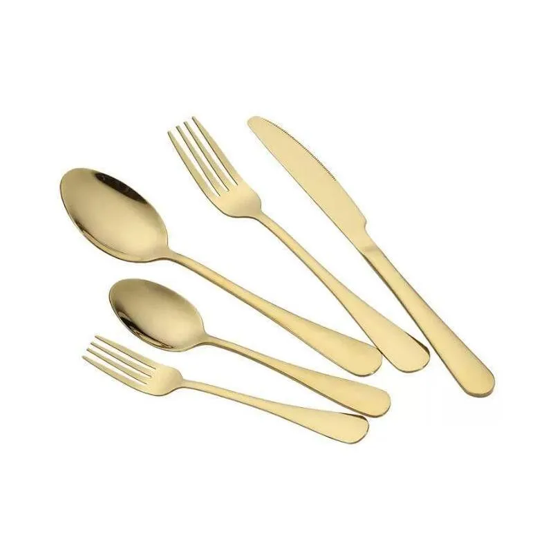 Flatware Sets Gold Sier Stainless Steel Food Grade Sierware Cutlery Set Utensils Include Knife Fork Spoon Teaspoon Wholesale Drop Del Dhtq3