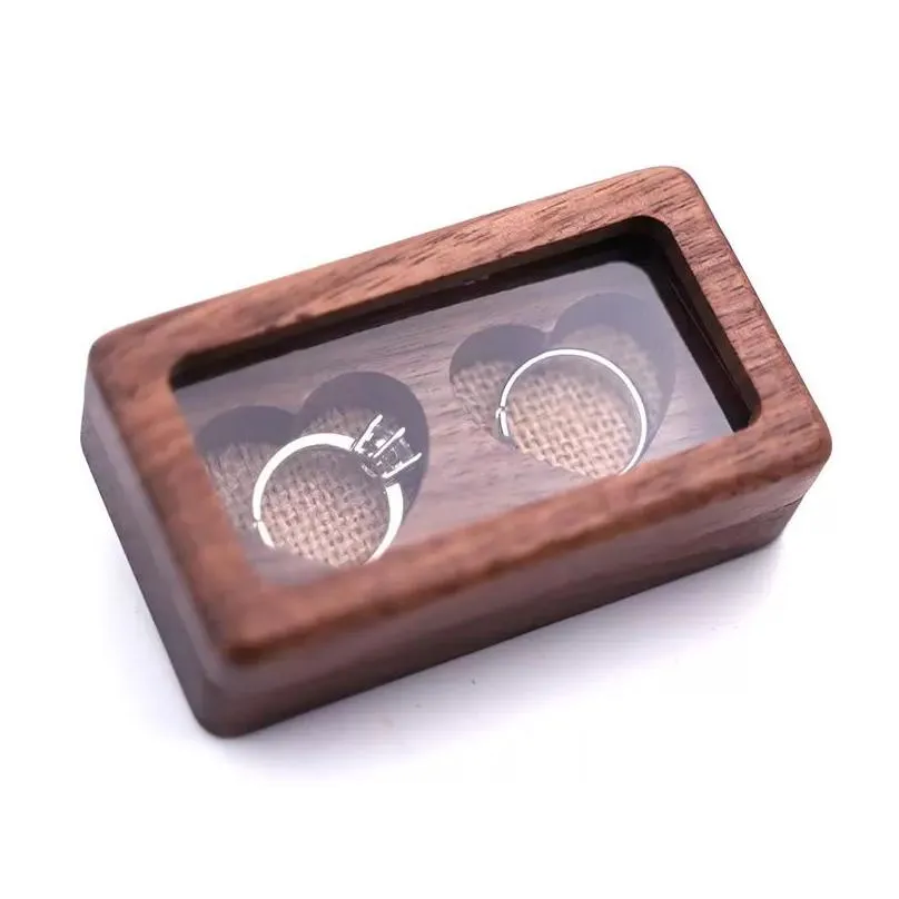 Gift Wrap Wooden Jewelry Boxes Gift Wrap Couple Empty Ring Box Portable Transparent Window Necklace Earring Storage Wedding Supplies A Dhefb