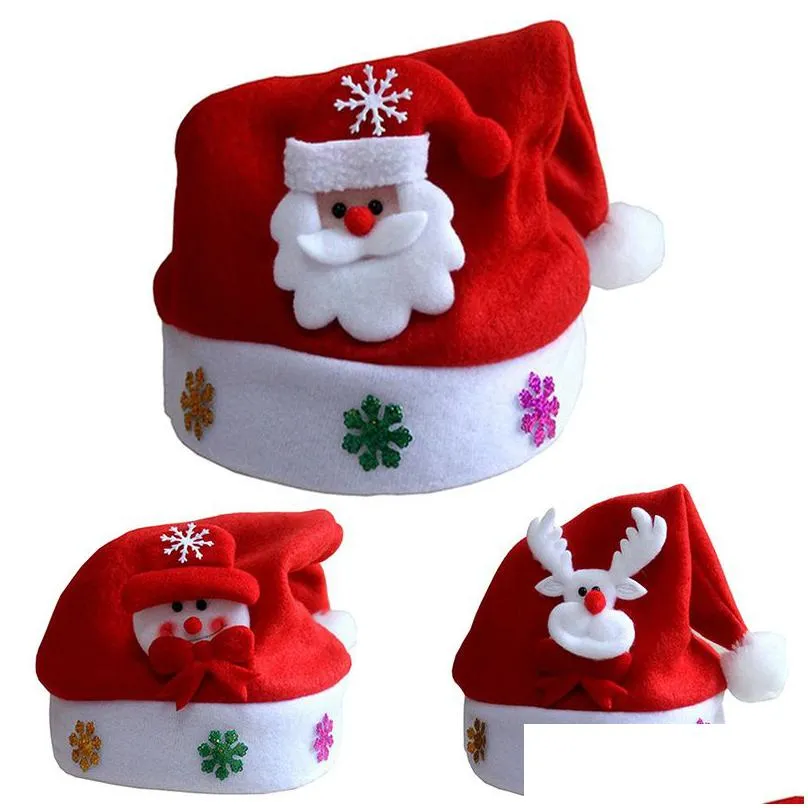 Party Hats Led Christmas Hats Light Up Cap Santa Claus Hat Snowman Elk Xmas For Adt Kid New Year Festive Holiday Party Supplies Drop D Dhcbl