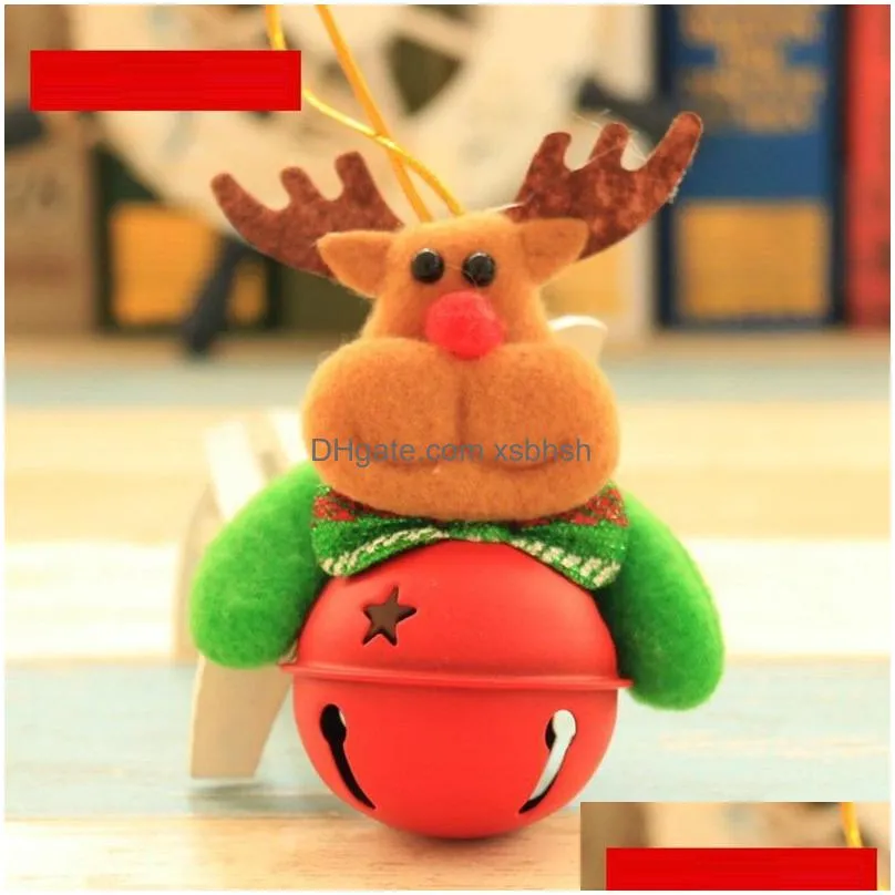 christmas tree ornament with bell santa/snowman/reindeer/bear pendant xmas tree decoration kids gifts