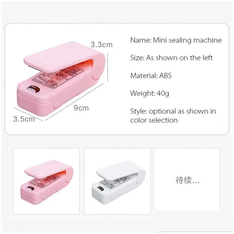 Bag Clips Portable Bag Clips Heat Sealer Plastic Packaging Storage Holder Mini Handy Sticker Food Snacks Kitchen Gadgets Drop Delivery Dhwmq