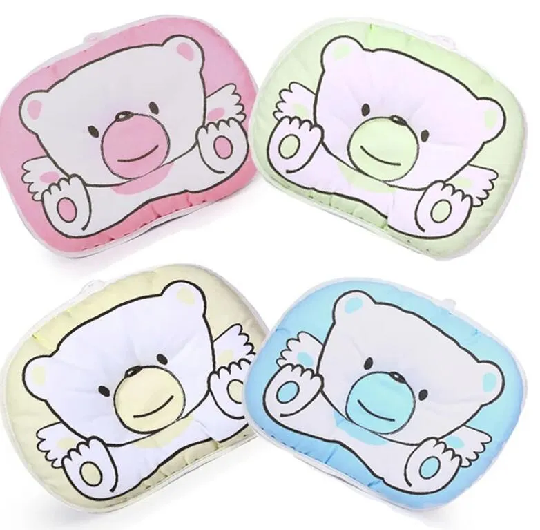 hot selling baby bedding printed bear oval 100% cotton baby bear pillow high quality