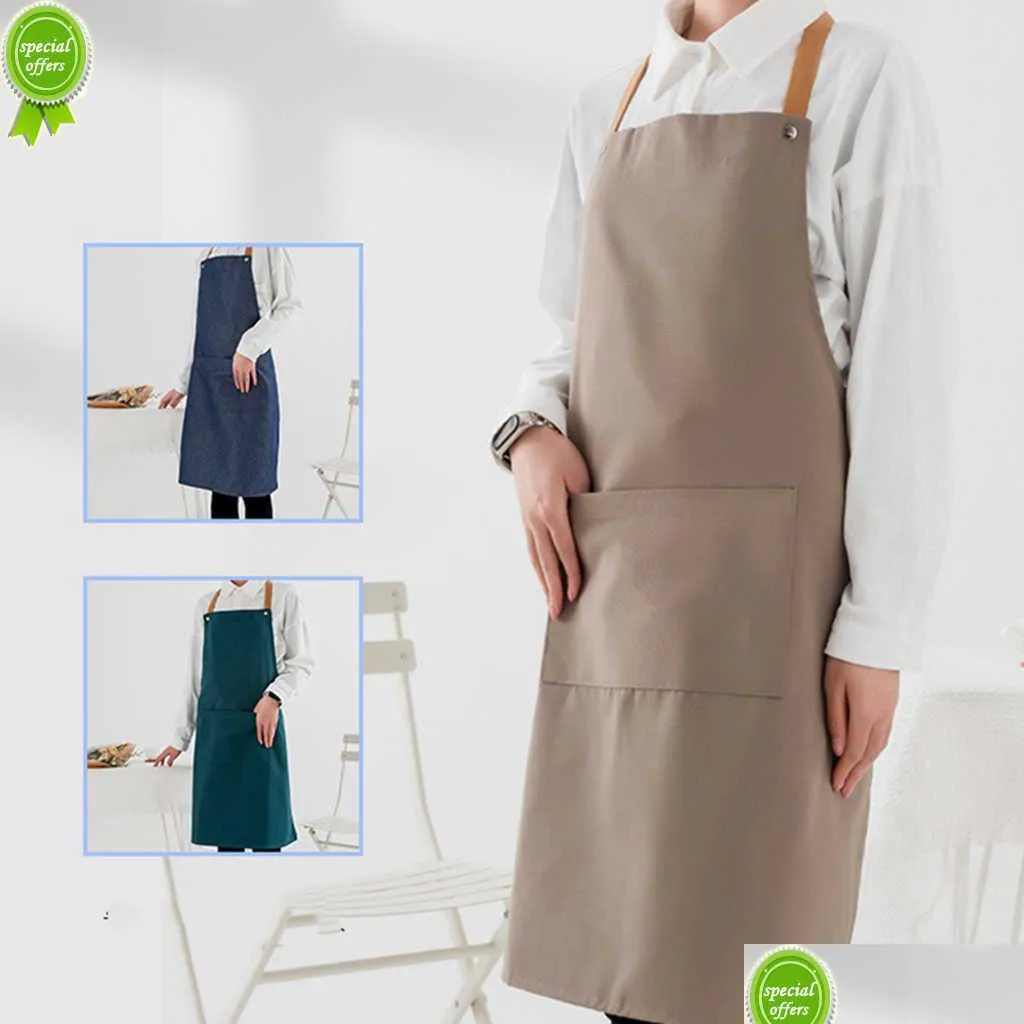  unisex thickened kitchen apron denim canvas apron waterproof home kitchen cleaning tools work barber apron customized print