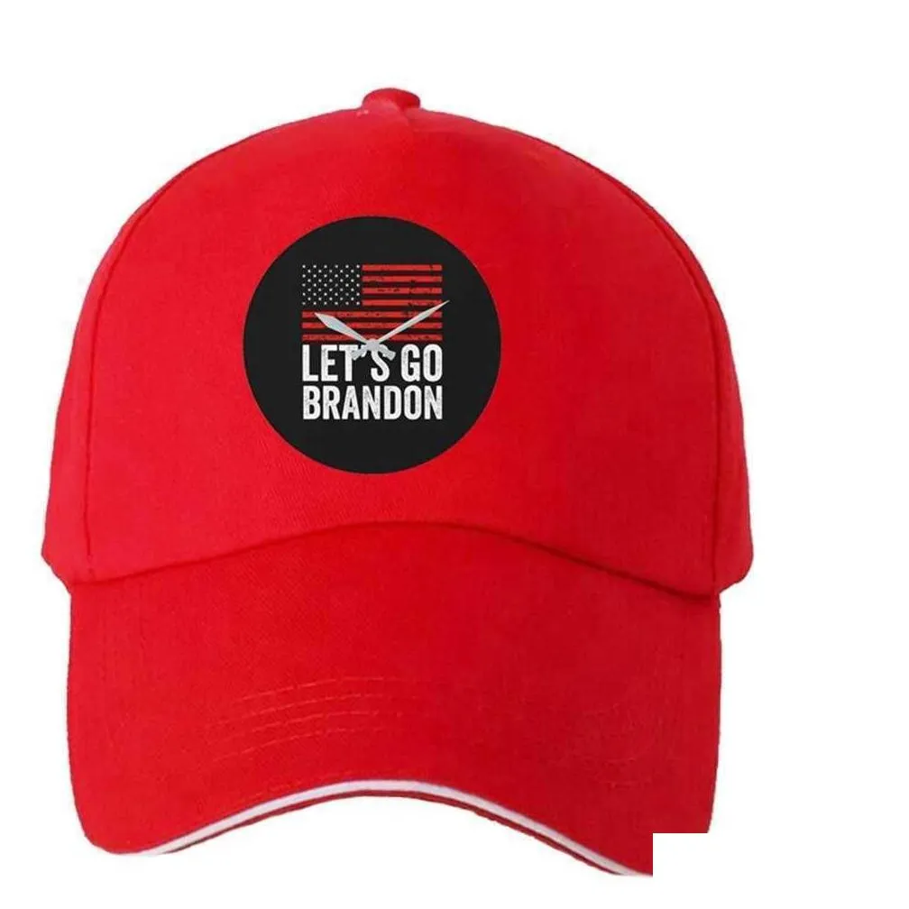 Party Hats All Season Red Color Lets Go Brandon Ball Caps Sports Casual Visor Baseball Hat Letters Us Flag Stars Stipe Snapback Christ Dh04H
