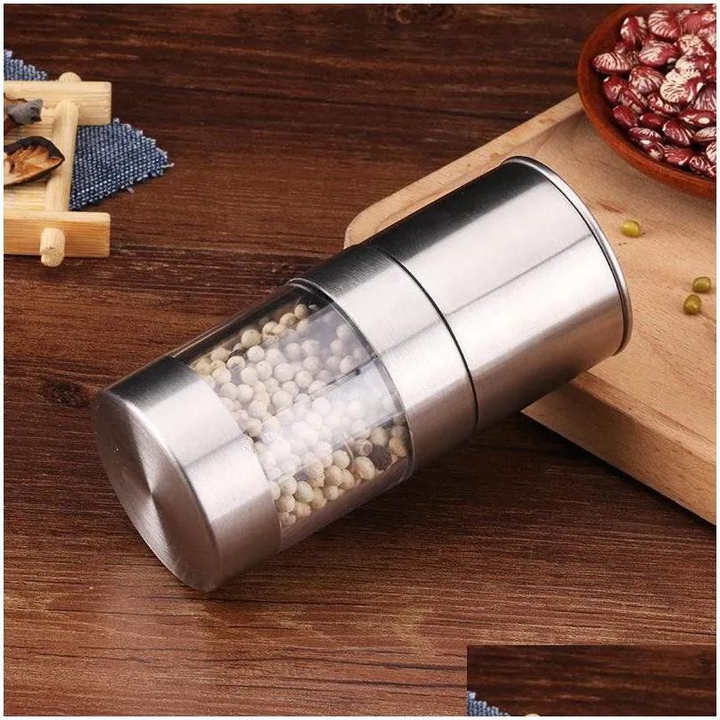 Mills Manual Pepper Mill Salt Shakers One-Handed Grinder Stainless Steel Spice Sauce Grinders Stick Kitchen Tools Wholesale Drop Deliv Dhdiu