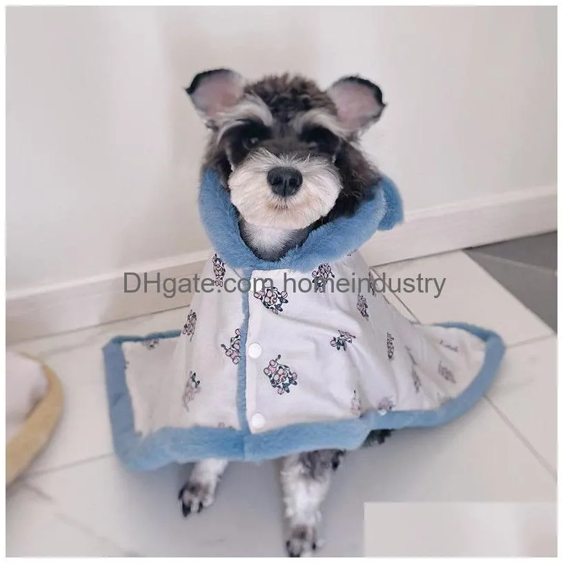 dog apparel pet cloak small blanket thickened warm quilt in autumn and winter comfortable rabbit fur printed dogs cloak blankets