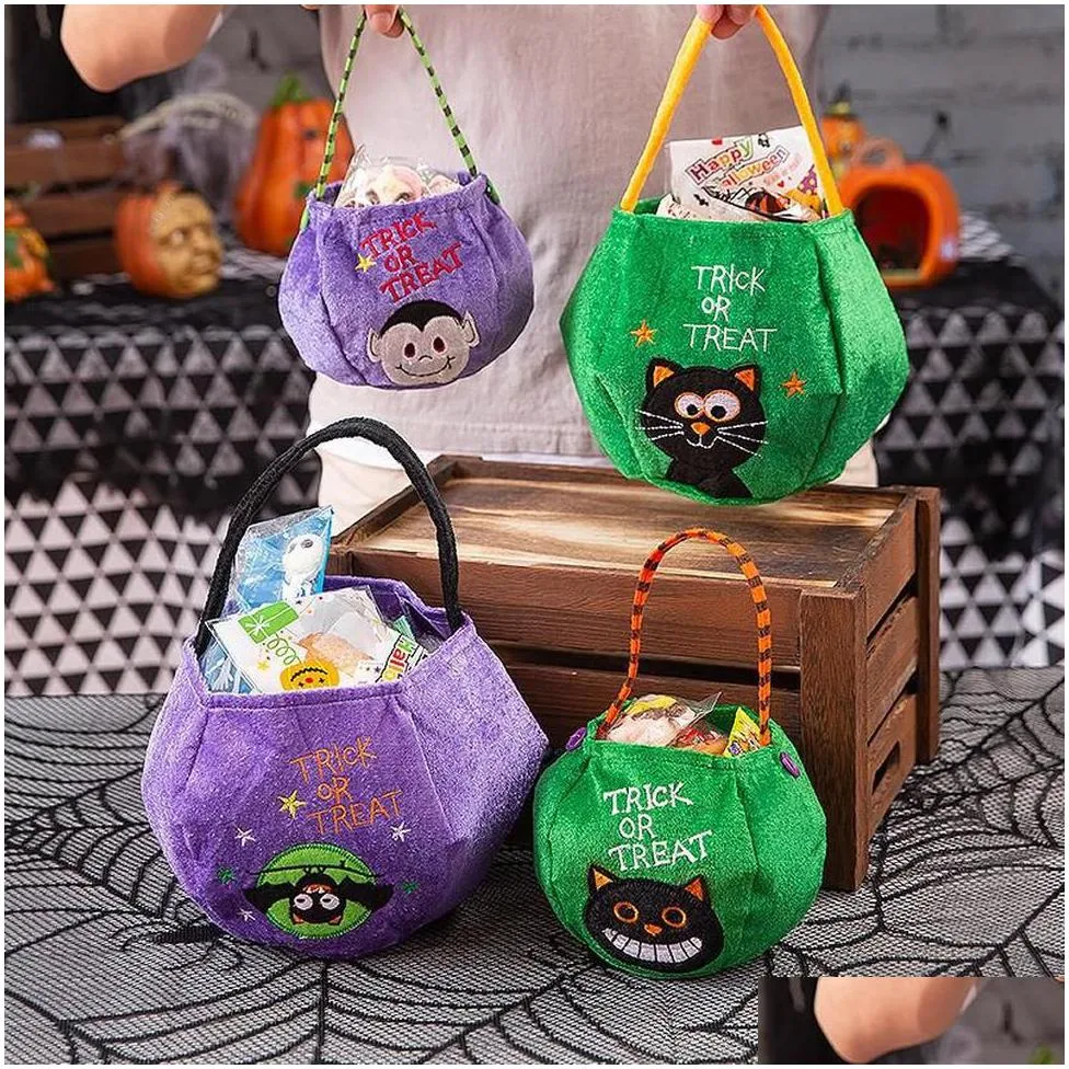 Party Favor New 2021 Halloween Candy Bag Party Decoration Portable Kids Pumpkin Bucket Festival Tote Bags Creative Gift For Children 5 Dhsi5