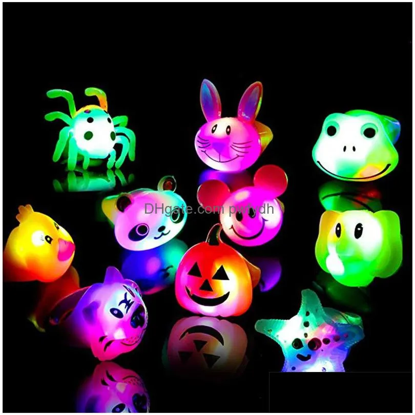 3d halloween light up ring toys cartoon finger glowing fun toys for kids adults party event favors