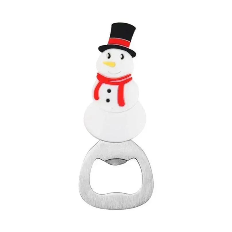 Openers Portable Christmas Bottle Opener Stainless Steel Snowman Xmas Tree Bear Deer Santa Shaped Gift Kitchen Drop Delivery Home Gard Dhn39