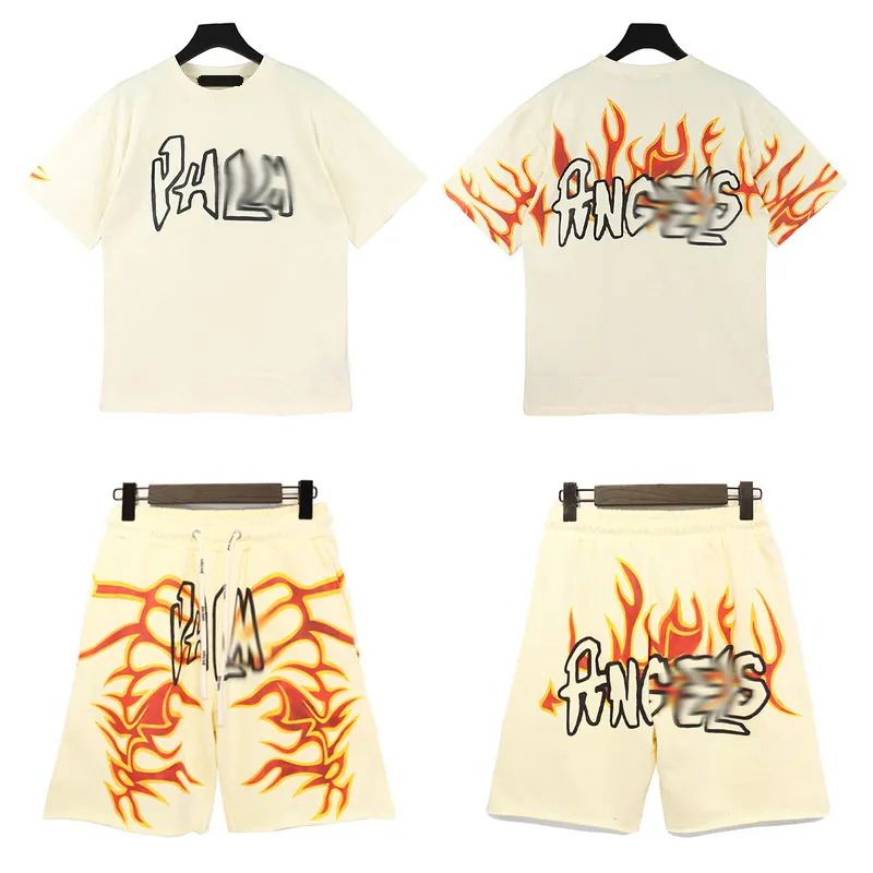 Men'spalm  Sports set Alphabet Streetwear Breathable Summer Top Shorts T-shirt Outdoor Sports Quality Set