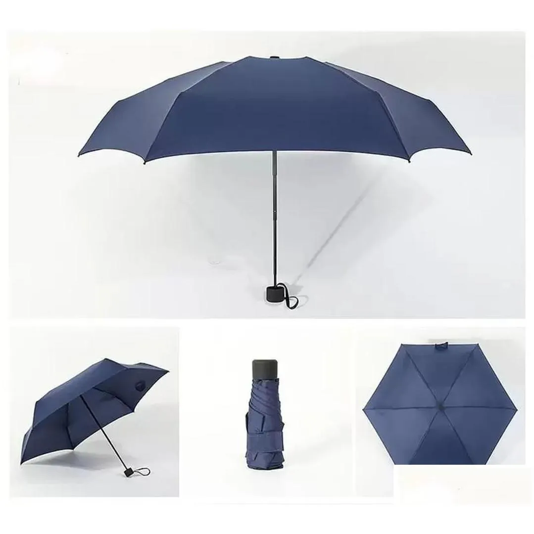 Umbrellas Ups Mini Sunny And Rainy Umbrellas Pocket Umbrella Light Weight Five-Folding Parasol Women Men Portable Travel Umb Drop Deli Dh54D