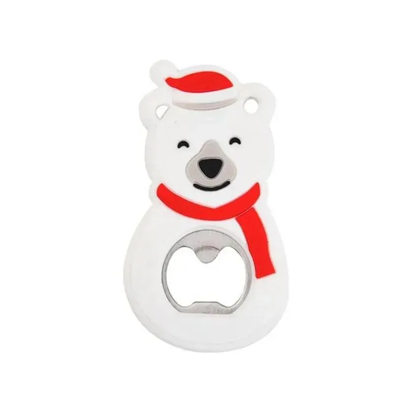 Openers Portable Christmas Bottle Opener Stainless Steel Snowman Xmas Tree Bear Deer Santa Shaped Gift Kitchen Drop Delivery Home Gard Dhn39