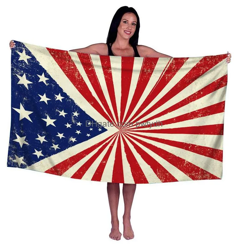 70x140cm american flag beach towel 3d printing quick dry microfiber beach towel lightweight 4th of july independence day decoration