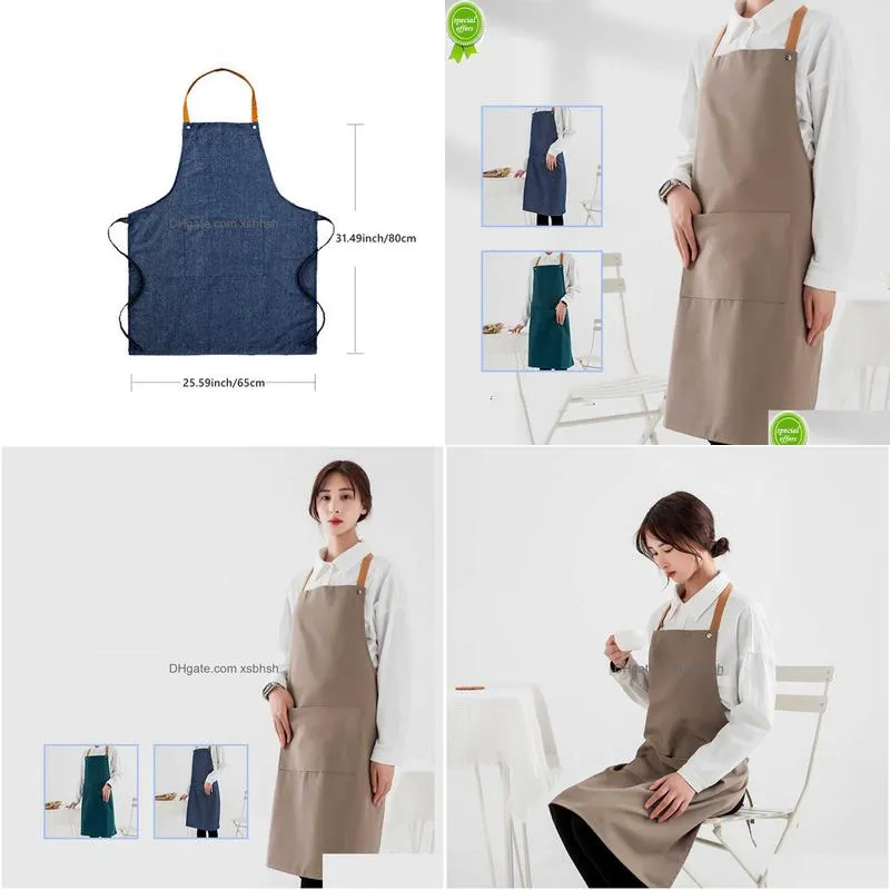  unisex thickened kitchen apron denim canvas apron waterproof home kitchen cleaning tools work barber apron customized print