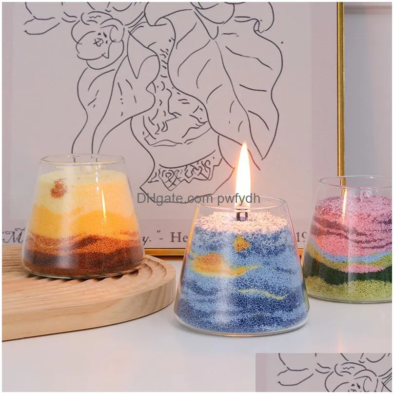 diy novelty sand wax art scented candles private label sand picture art design luxury home decoration candle