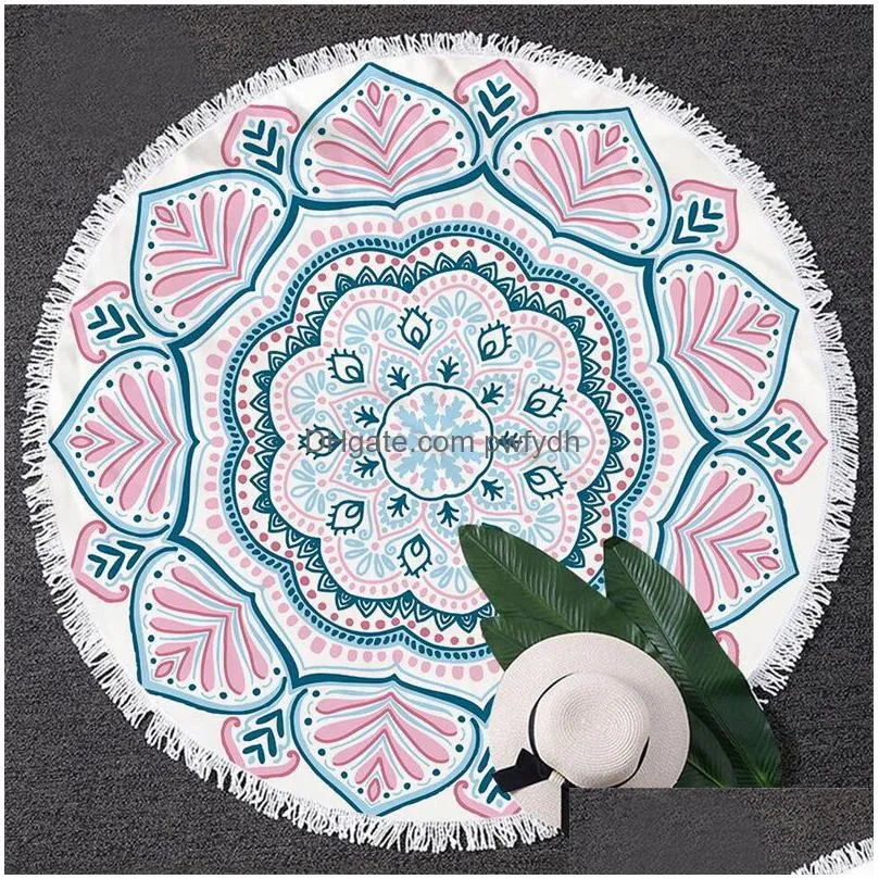 bohemian mandala beach towel tapestry beach throw large round beach towel picnic blanket mat pool tapestry decoration yoga mat 150cm