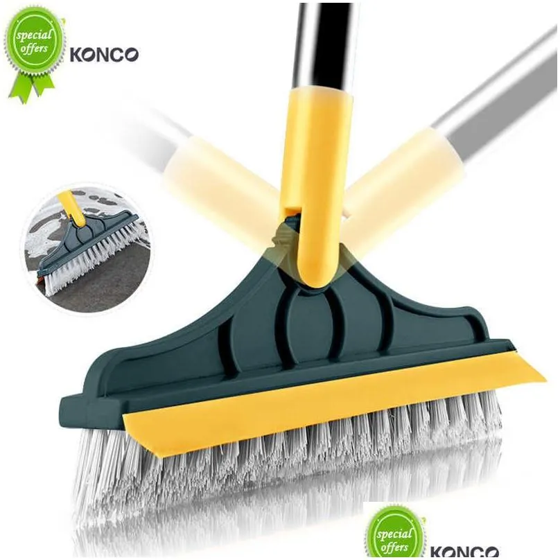 Cleaning Brushes New Floor Scrub Brush 2 In 1 Cleaning Long Handle Removable Wiper Magic Broom Squeegee Tile Kitchen Drop Delivery Hom Dhjdp