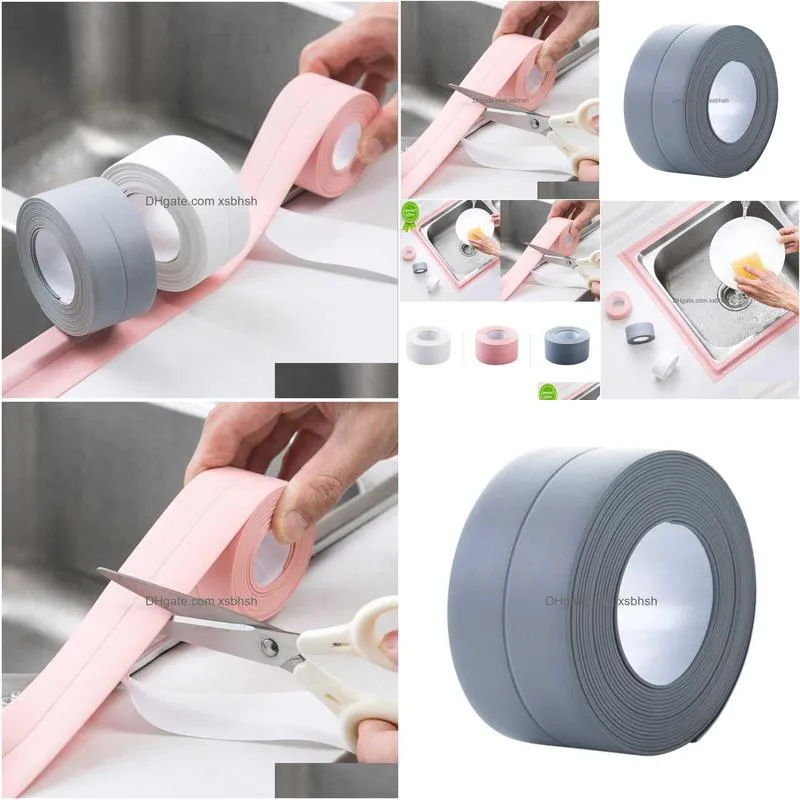  for bathroom kitchen accessories shower bath sealing strip tape caulk strip self adhesive waterproof wall sticker sink edge tape