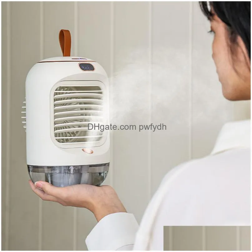 portable air conditioner mist fan 3600mah mini air cooler usb conditioning fans 3-gear speed air cooling humidifier fan