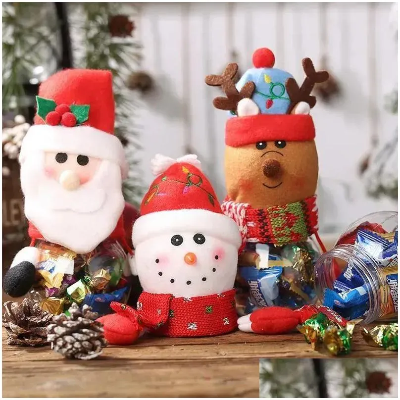 Christmas Decorations Plastic Candy Jar Christmas Theme Small Gift Bags Box Crafts Home Party Decoration Drop Delivery Home Garden Fes Dhvap