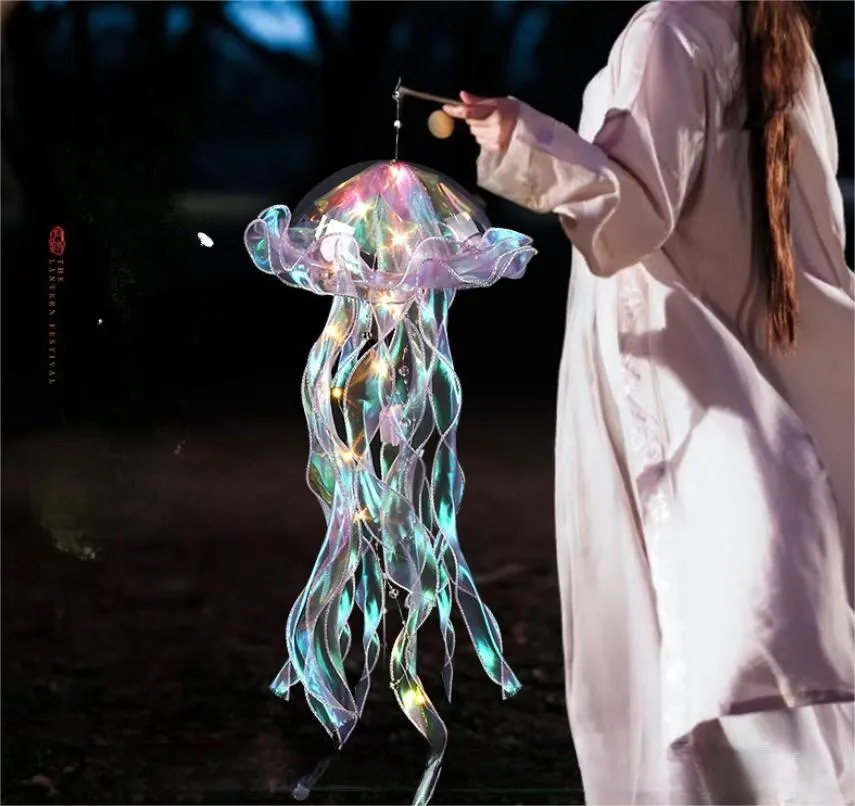 wholesale beautiful led inflatable balloon jellyfish with air blower for nightclub or party ceilling hanging jellyfish