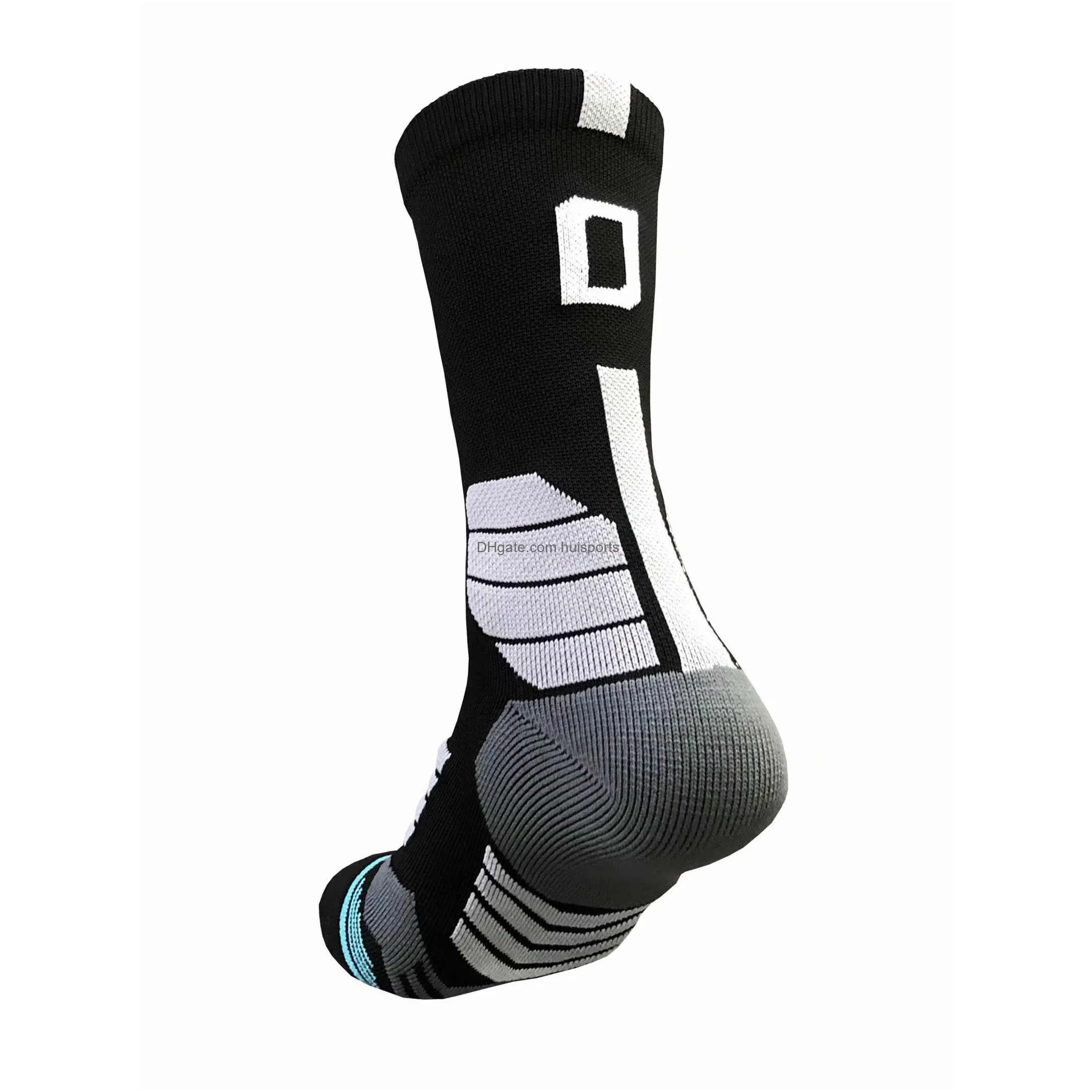 professional collocation 0-9 number basketball socks thick sports socks non-slip durable skateboard towel bottom football soccer