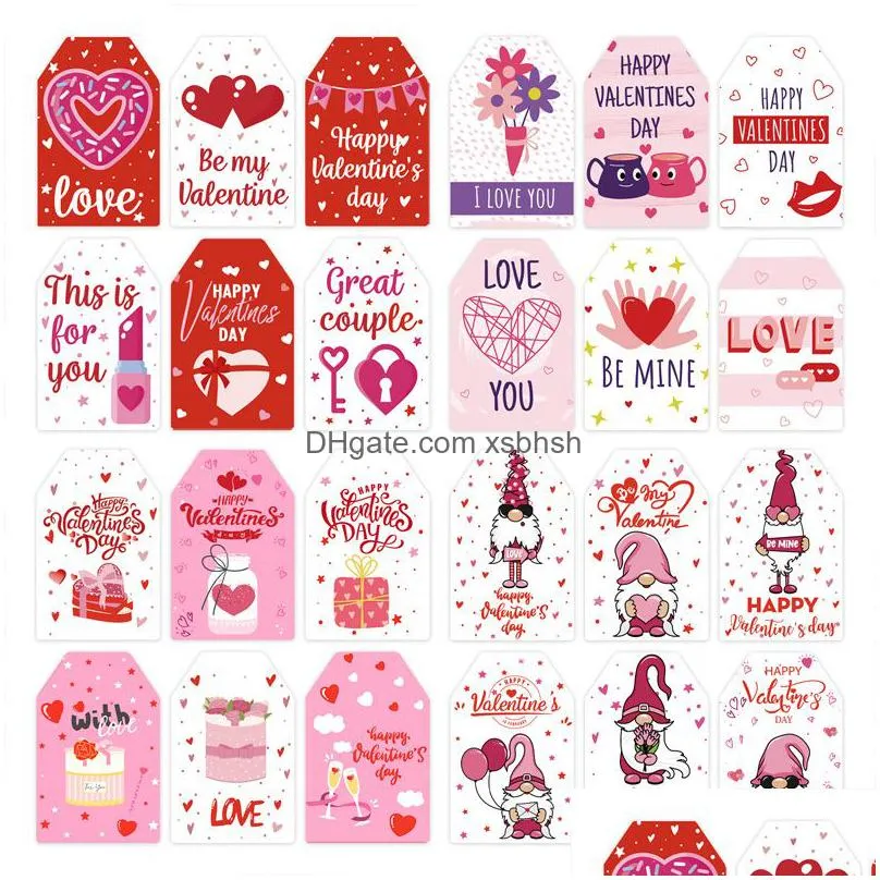 60pcs valentines day tag label gifts wrapping paper hanging tags happy valentines day gift decoration