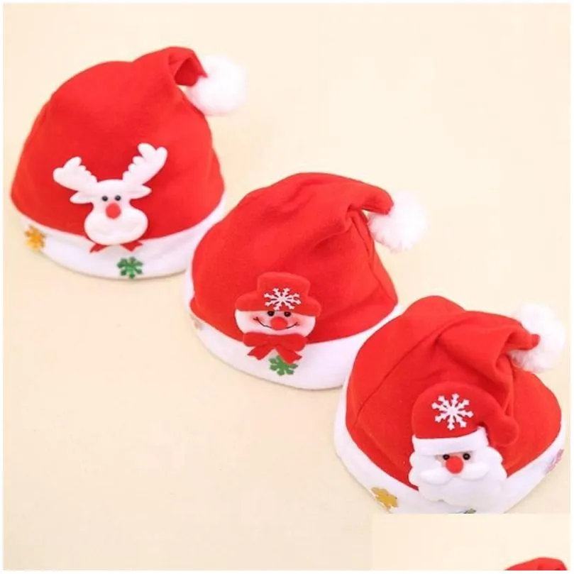 Party Hats Led Christmas Hats Light Up Cap Santa Claus Hat Snowman Elk Xmas For Adt Kid New Year Festive Holiday Party Supplies Drop D Dhcbl