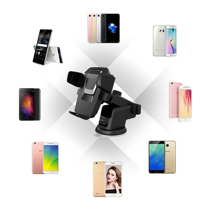 High Quality Universal Car Dash Phone Holder Auto Windshield Mount Bracket for MP3 GPS iPhone 14 13 5S 6S SE 7 8 Samsung With Retail Package by sea