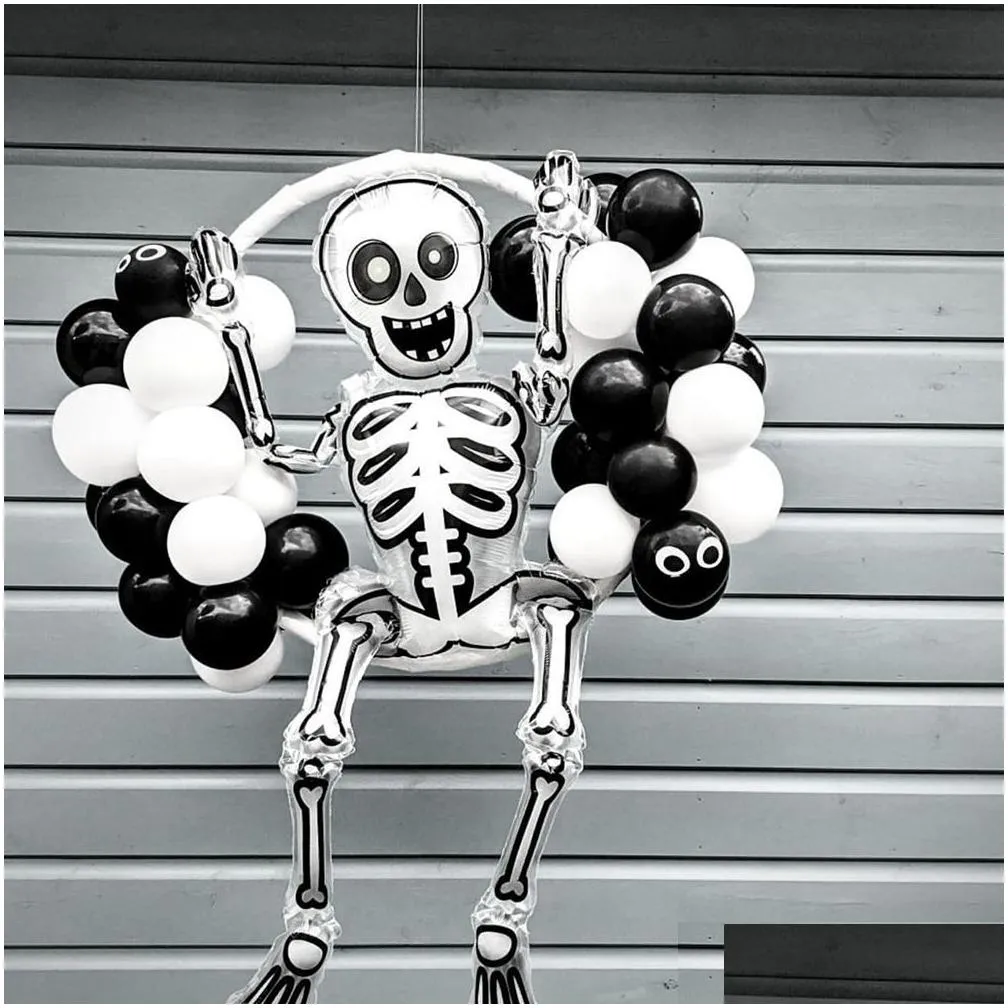 Other Festive & Party Supplies Large 86X165Cm Skeleton Man Balloons Halloween Decorations Globos Scary Skl Ballons Party Home Drop Del Dhyu9