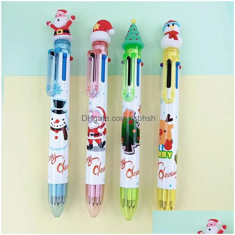 wholesale christmas ballpoint pen cartoon santa claus moose xmas tree snowman colorful gel pen school stationery kids gifts