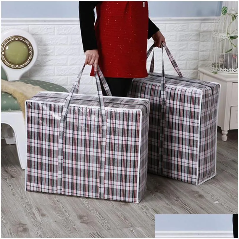 Storage Bags 1Pc Big Capacity Jumbo Portable Plastic Bags Large Zipper Reusable Strong Laundry Storage Bag Holder Pouch Organizer Wjy9 Dhpnr