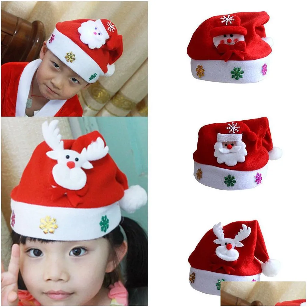 Party Hats Led Christmas Hats Light Up Cap Santa Claus Hat Snowman Elk Xmas For Adt Kid New Year Festive Holiday Party Supplies Drop D Dhcbl