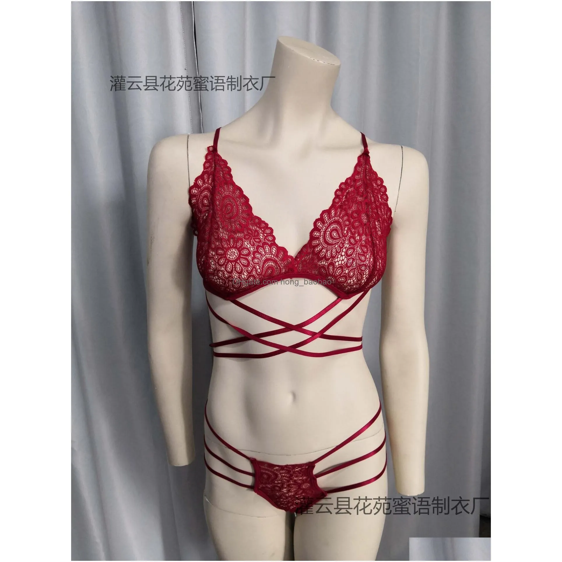 european and americanstyle bikini sexy lingerie sexy hollow cross laceup bikini suit factory direct sexy skirt