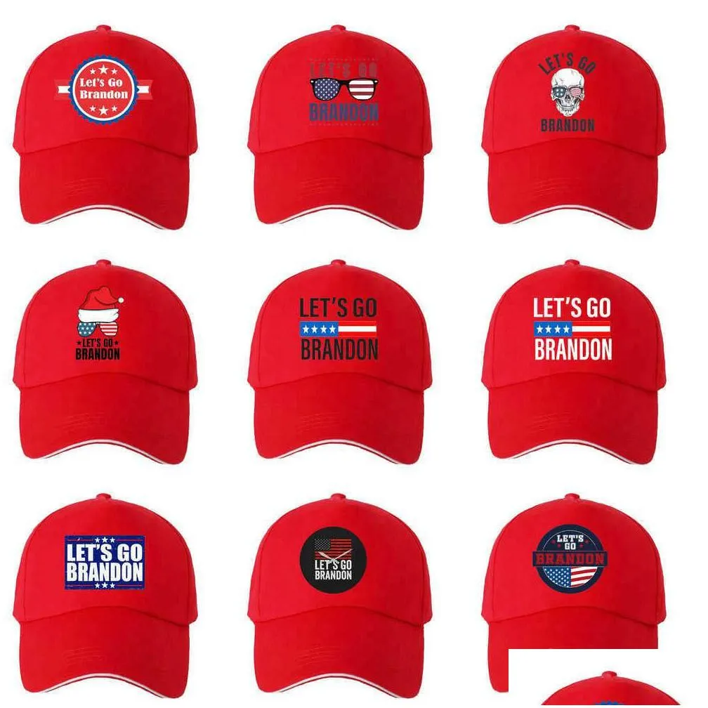 Party Hats All Season Red Color Lets Go Brandon Ball Caps Sports Casual Visor Baseball Hat Letters Us Flag Stars Stipe Snapback Christ Dh04H