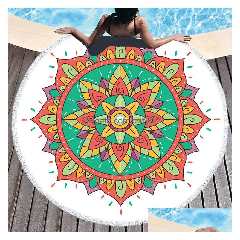 150cm chakra beach towel mandala tapestry beach towel bohemian yoga mat swimming bath towel tapestry wall hanging home decor