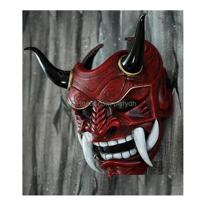 party masks seal red prajna cosplay japanese bull devil grimace horns mask