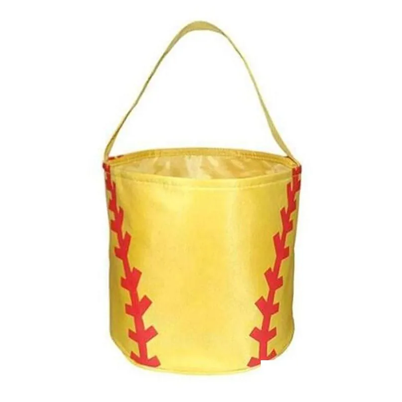 Other Festive & Party Supplies 2022 Basketball Easter Basket Sport Canvas Totes Football Baseball Soccer Softball Buckets Storage Bag Dh3Ym